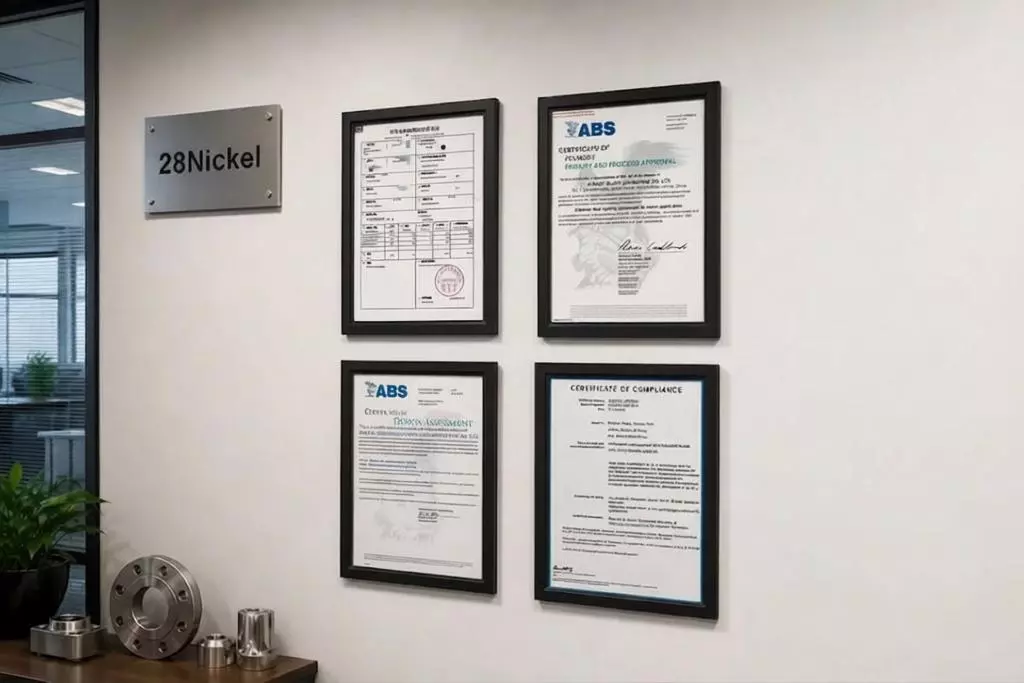 Nickel Alloy Coil certificate display and raw material documents