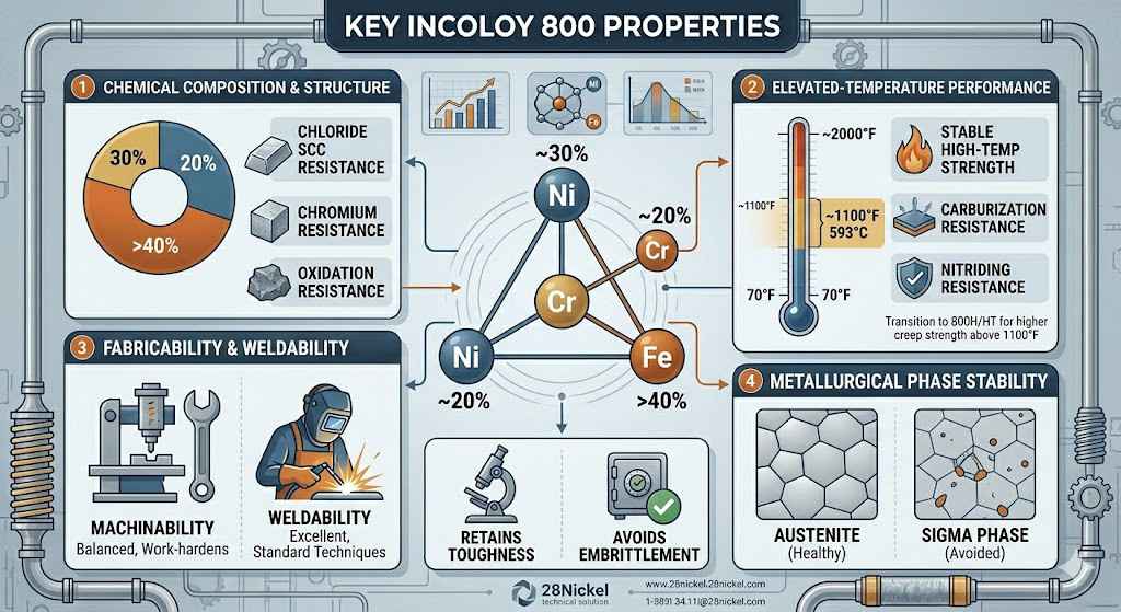 Was sind die wichtigsten Eigenschaften von Incoloy 800