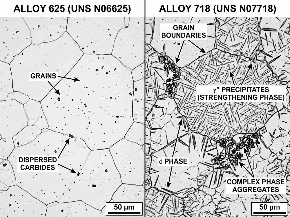 니켈 합금 성능 비교: 625 vs 718