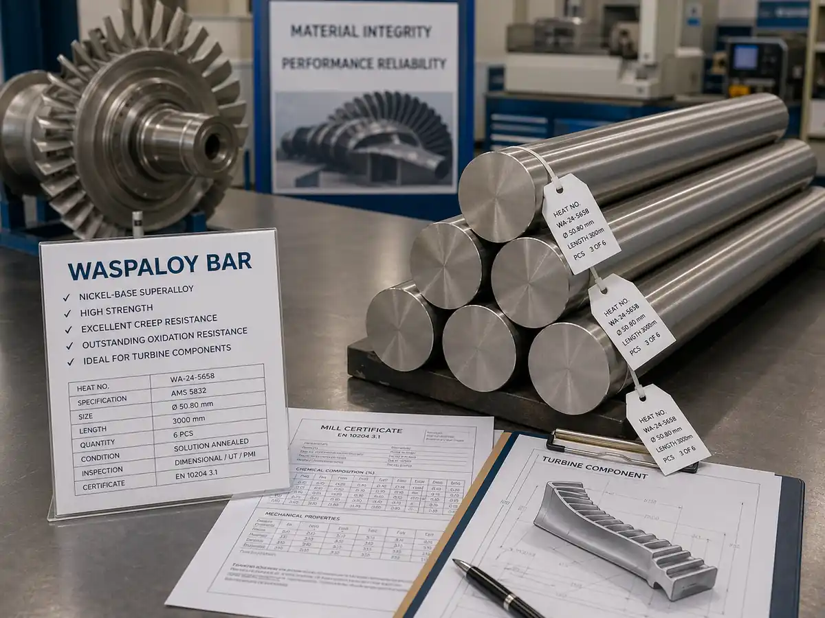 Barres en waspaloy pour composants de turbines