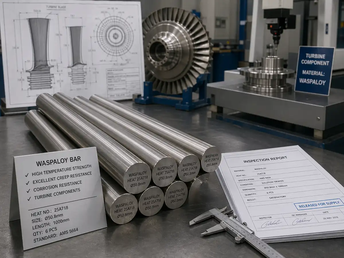 Barres en waspaloy pour composants de turbines
