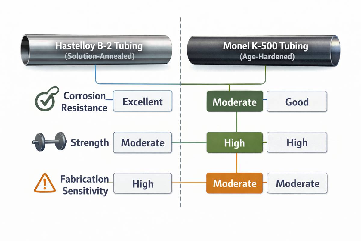 Hastelloy B-2 vs Monel K-500 para tubagem de permutador de calor