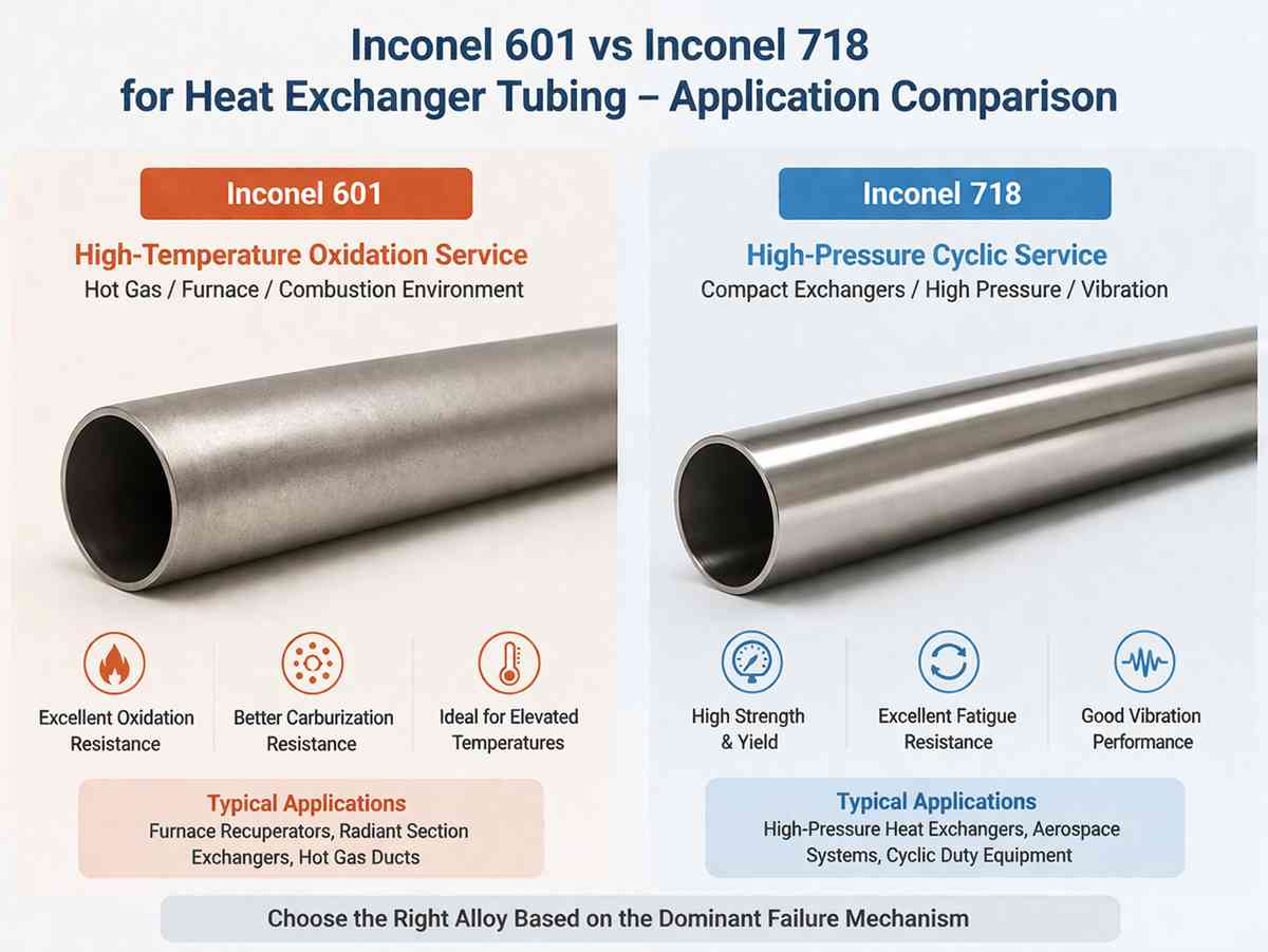 Inconel 601 vs Inconel 718 for heat exchanger tubing