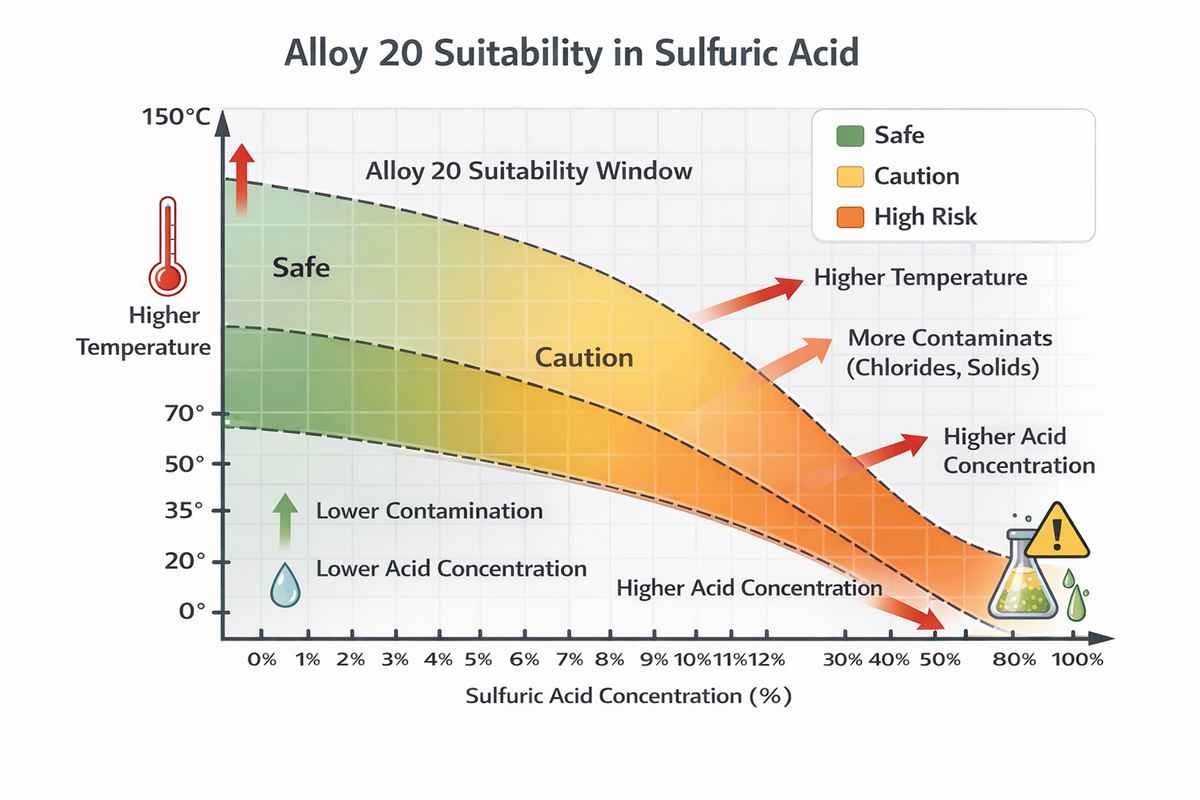 合金20の硫酸中での耐食性
