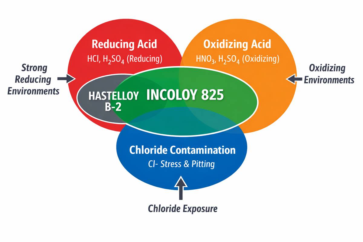 熱交換器用インコロイ825とハステロイB-2の比較