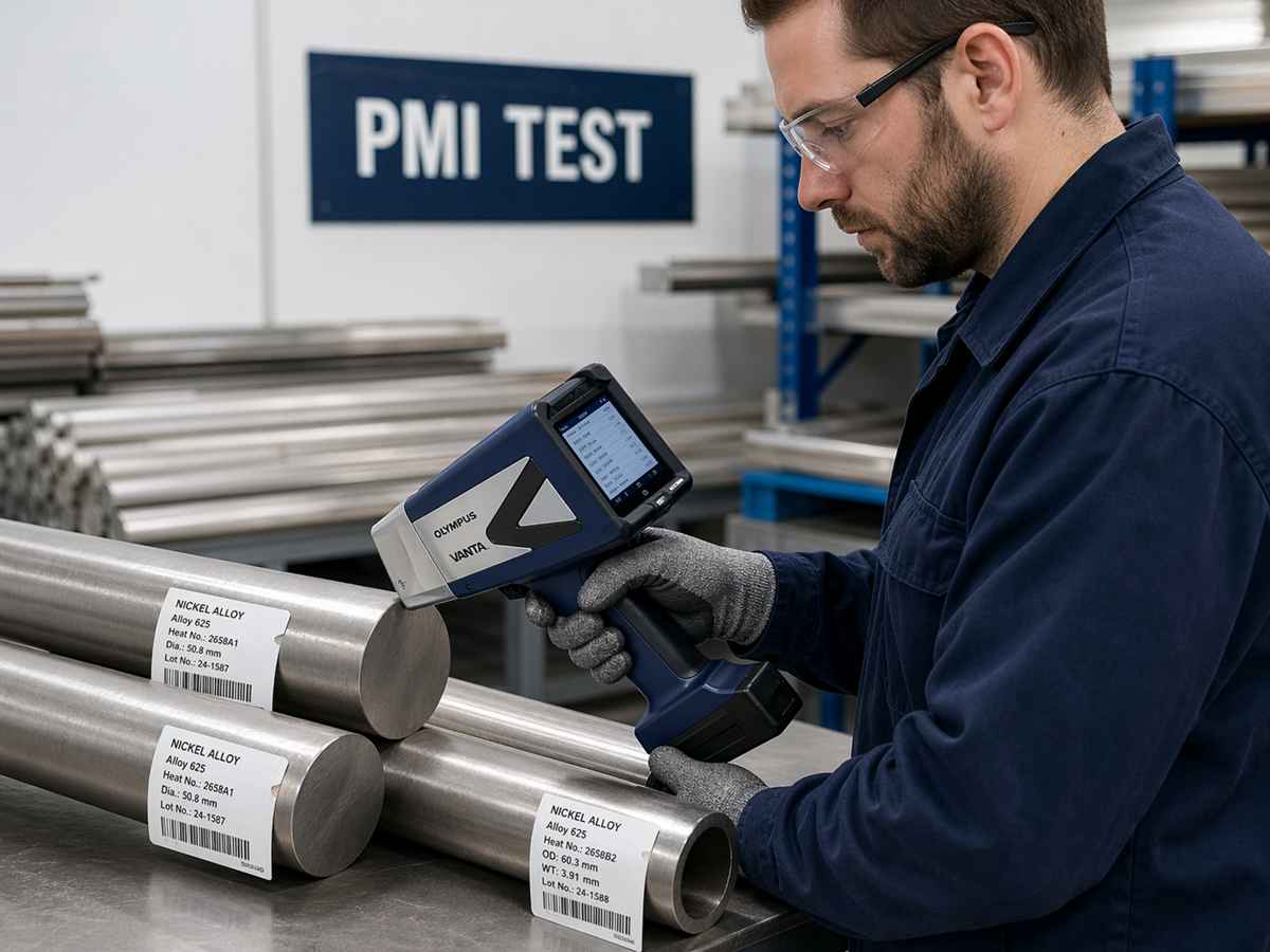 PMI tested nickel alloy bars and tubes