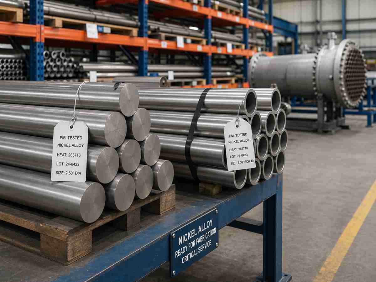 PMI tested nickel alloy bars and tubes