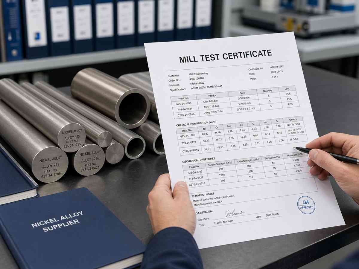 mill test certificate nickel alloy supplier