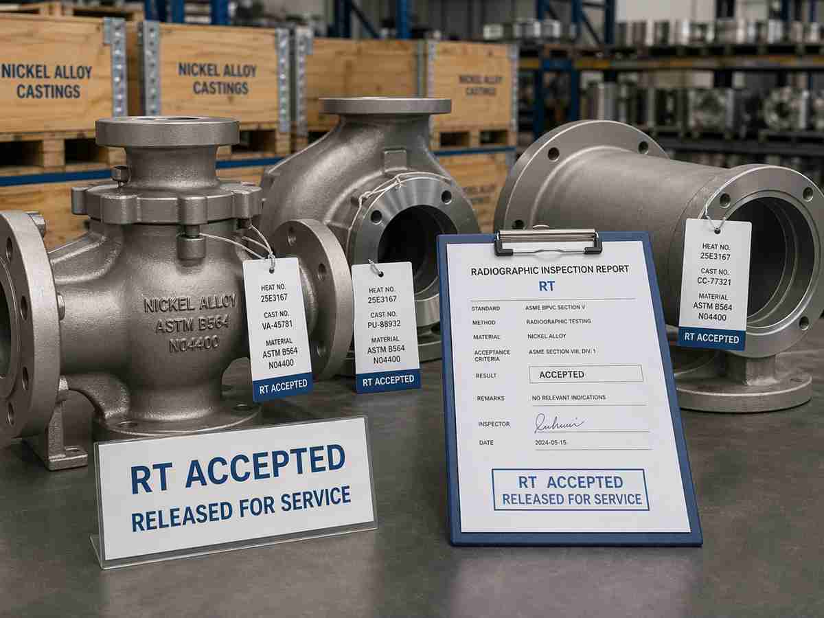 inspeção radiográfica de peças fundidas de ligas de níquel