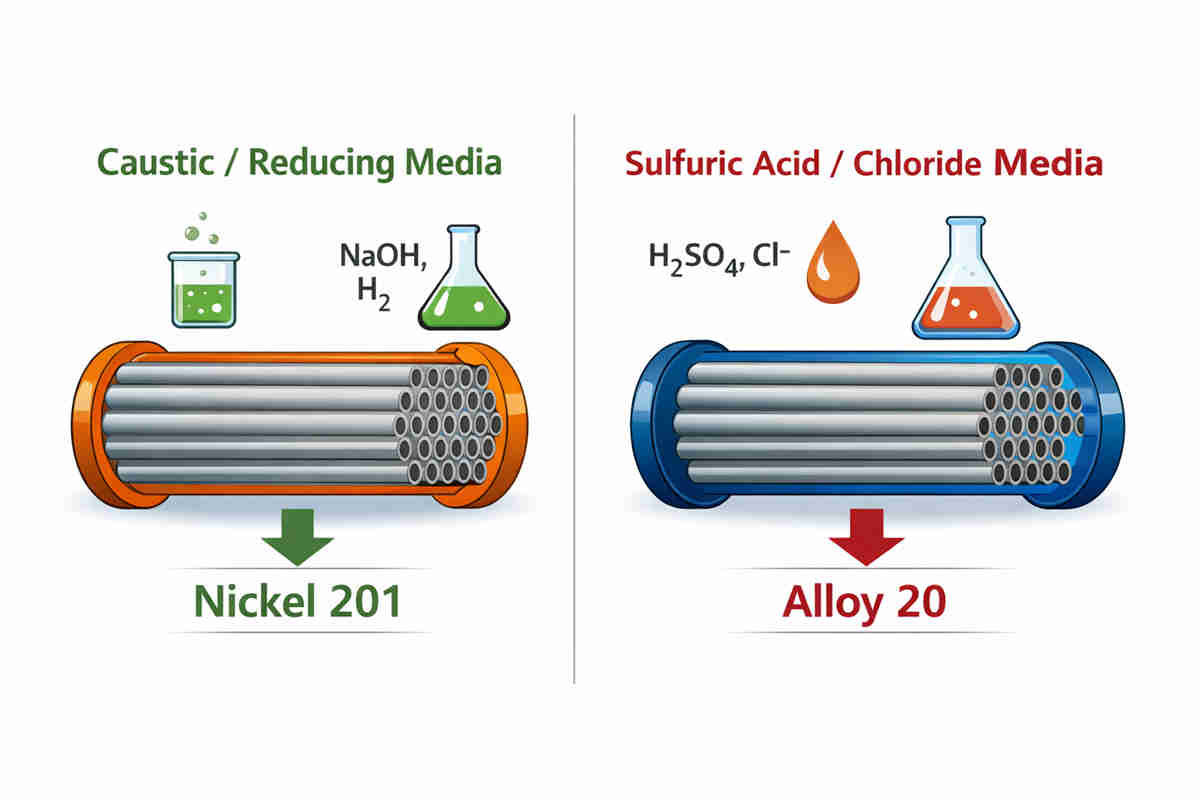 Níquel 201 vs Liga 20 para tubos de permutadores de calor