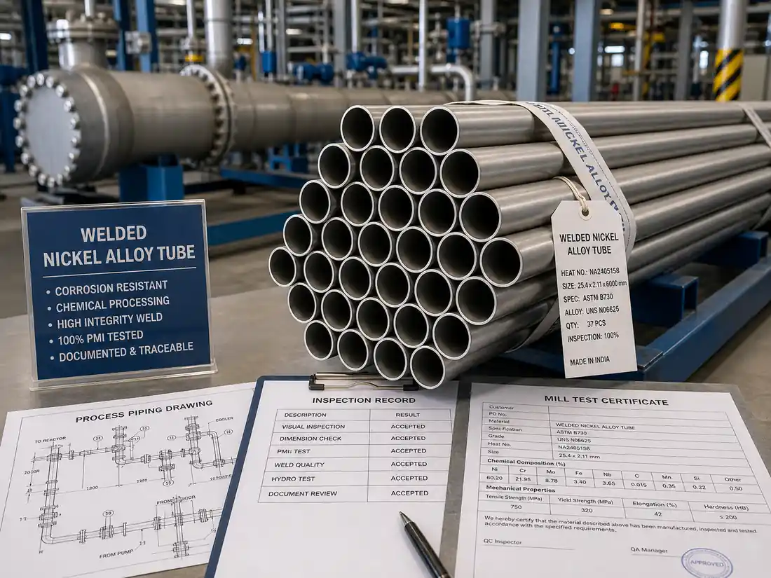 welded nickel alloy tube for chemical processing