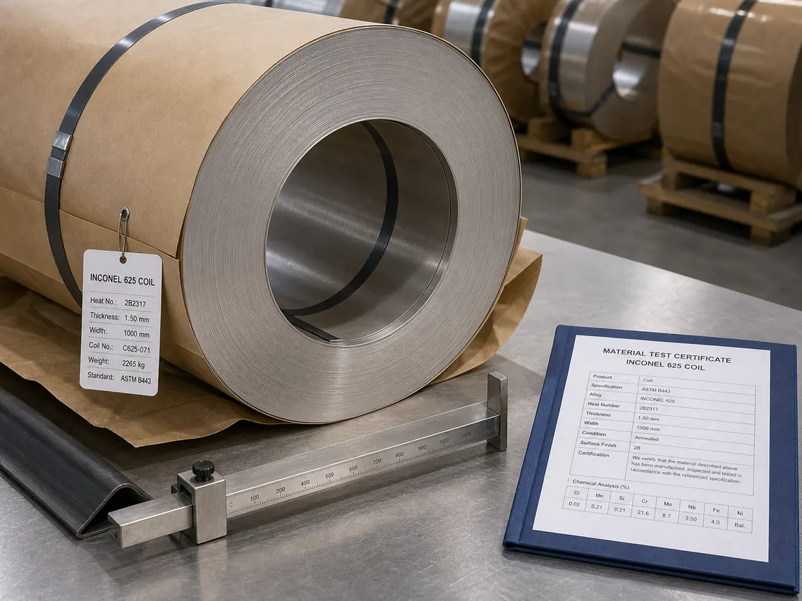 Inconel 625 coil for precision coil procurement where thickness tolerance controls forming consistency and material yield